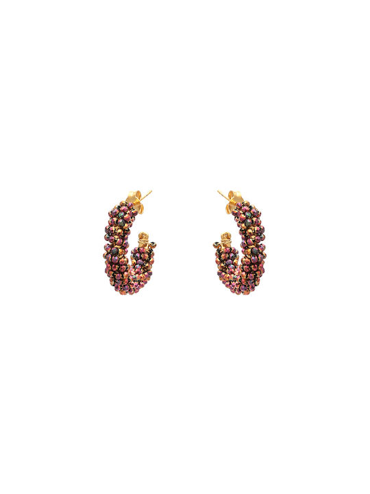 LifeLikes Earrings Hoops Gold Plated with Stones