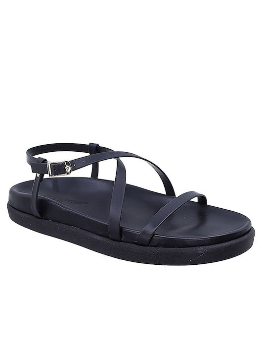 Softies Leather Women's Flat Sandals Anatomic in Black Color