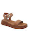 Softies Leather Women's Flat Sandals Anatomic in Tabac Brown Color