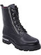 Softies Women's Leather Combat Boots Black