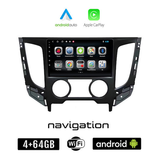 Booma Car Audio System for Fiat Fullback 2016> with A/C (Bluetooth/USB/WiFi/GPS/Apple-Carplay/Android-Auto) with Touch Screen 9"