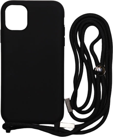 Technovo Lace Umschlag Rückseite Silikon mit Band Schwarz (iPhone 14 Plus)