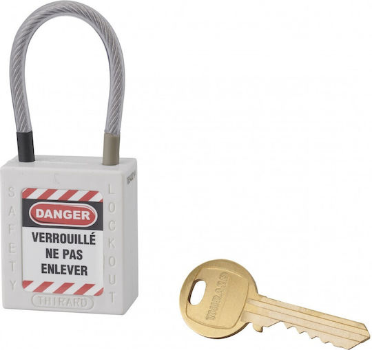Thirard Plastic Padlock with Cable with Key 38mm White 1pcs