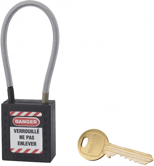 Thirard Plastic Padlock with Cable with Key 38mm Black 1pcs