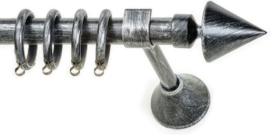 Anartisi Metallic Curtain Pole Konos Single Φ20mm 200cm Black with Silver Patina
