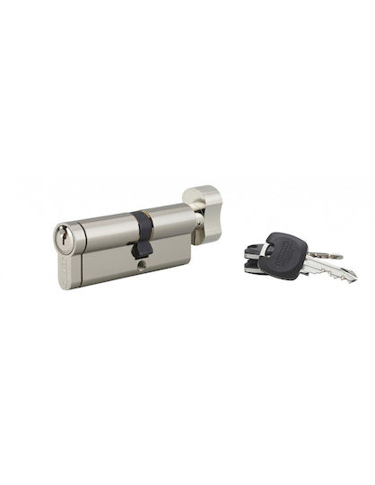 Thirard Lock Cylinder Security 80mm (35-45) with Knob and 3 Keys Silver