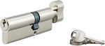 Thirard Lock Cylinder Security 80mm (30-50) with Knob and 3 Keys Silver