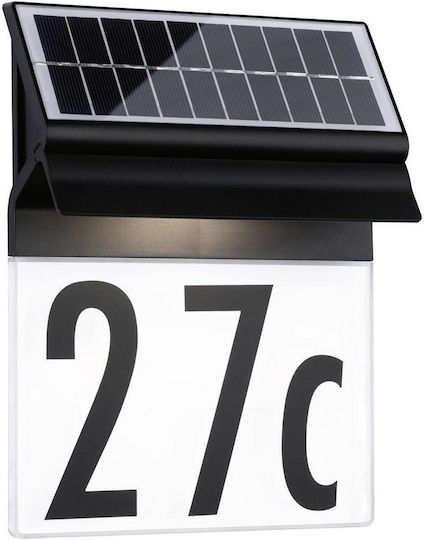 Paulmann Wandmontiert Solarleuchte Hausnummer 2W 14lm mit Warmes Weiß Licht 3000K IP44