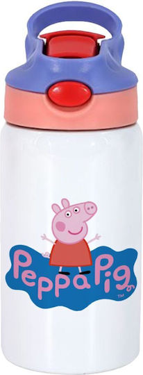 Koupakoupa Kids Water Bottle Peppa Pig Stainless Steel with Straw Blue 350ml Personalized