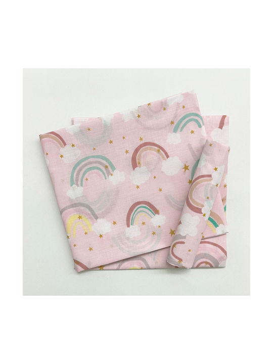 Bunny Bebe Seturi de cearșafuri pentru bebeluși Pentru Patut Bumbac cu Cauciuc Curcubeu Roz 70x140buc 3buc