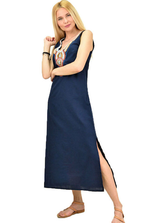 Καλοκαιρινό Midi Φόρεμα Navy Μπλε 13567