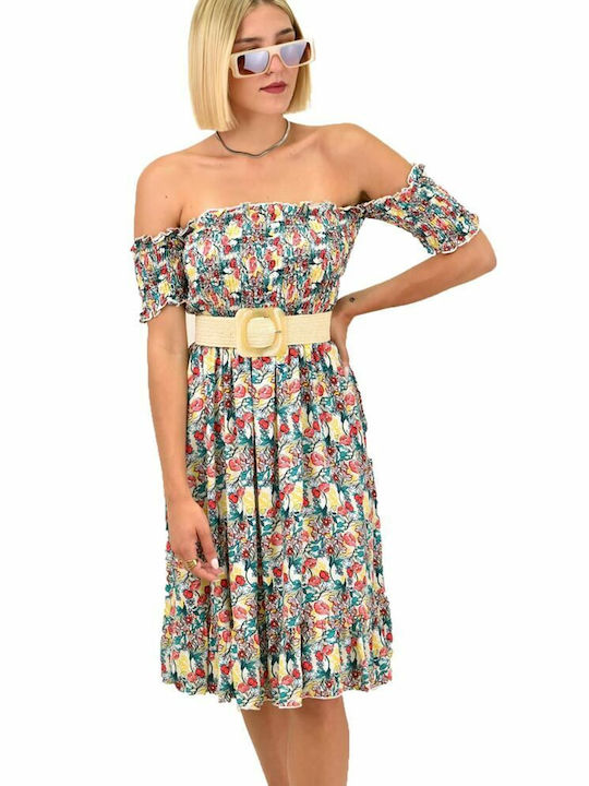 Potre Sommer Midi Kleid mit Rüschen Blumen