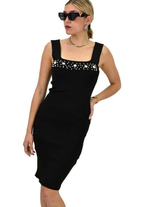 Potre Sommer Midi Kleid Schwarz