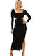 Potre Maxi Evening Dress Open Back Black