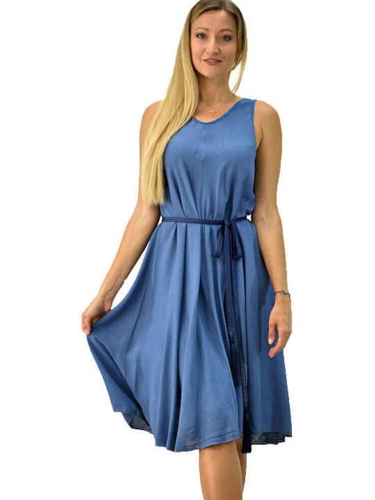 Potre Sommer Midi Kleid Blau