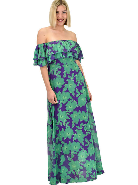 Potre Καλοκαιρινό Maxi Φόρεμα για Γάμο / Βάπτιση Strapless Πράσινο