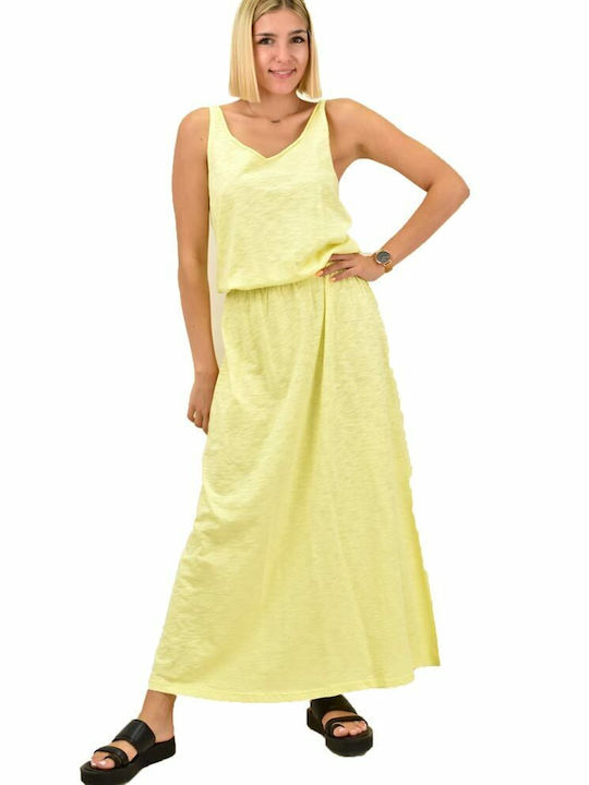Potre Summer Maxi Athletic Dress Sleeveless Yellow