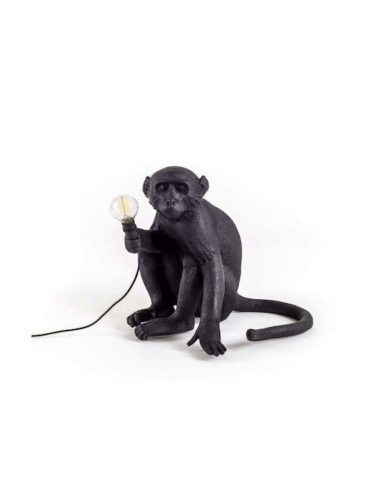 Seletti Monkey Decorative Lamp with Socket for Bulb E14 Black