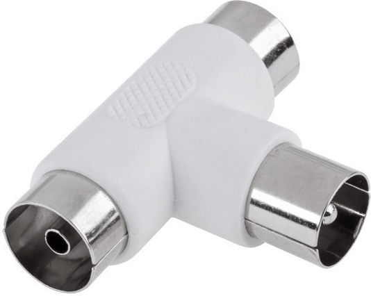 Converter Coaxial male to Coaxial 2x female White 1pcs MDM-0360-A