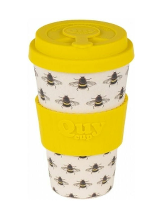 QuyCup Bamboo Cup with Lid White 400ml