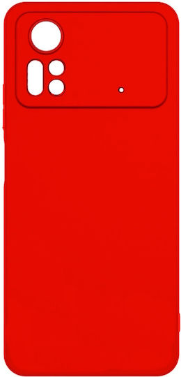 Back Cover Σιλικόνης / Υφασμάτινο Σετ με Τζαμάκι Κόκκινο (Poco M4 Pro)