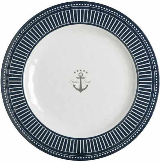 Marine Business Sailor Soul Shallow Serving Plate Made of Melamine White 6 Pieces