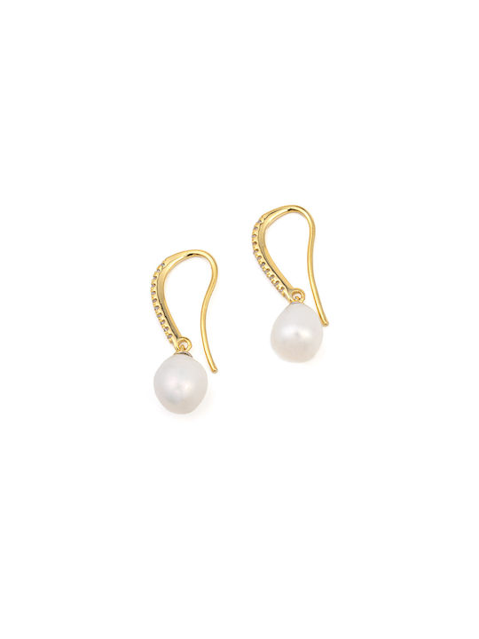 Pendant pearl earrings - Gold plated Silver 925