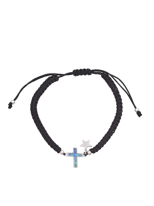 Sava Jewellery Damen Makramee-Armband mit Kreuzdesign aus Silber 12 cm