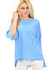 Women's Blouse Cotton Long Sleeve Light Blue