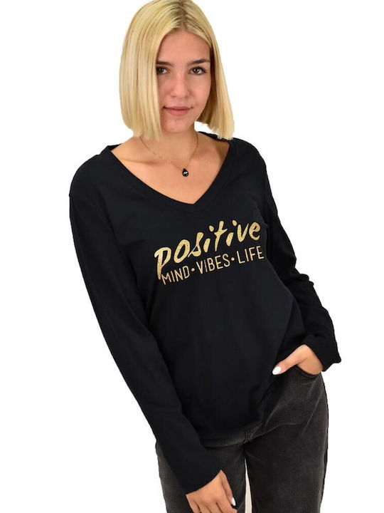 Potre Women's Blouse Cotton Long Sleeve Black