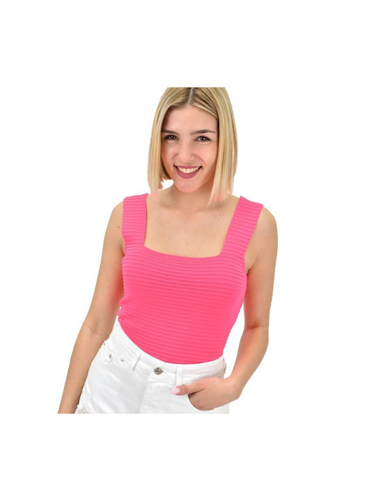 Potre Damen Sommerliche Bluse Ärmellos Fuchsie