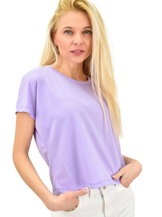 Potre Women's Blouse Cotton Short Sleeve Lilacc