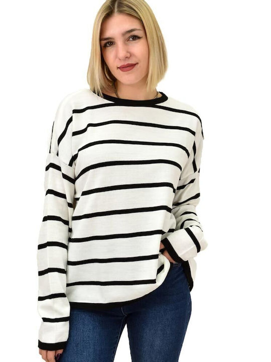 Potre Women's Long Sleeve Pullover Striped Black