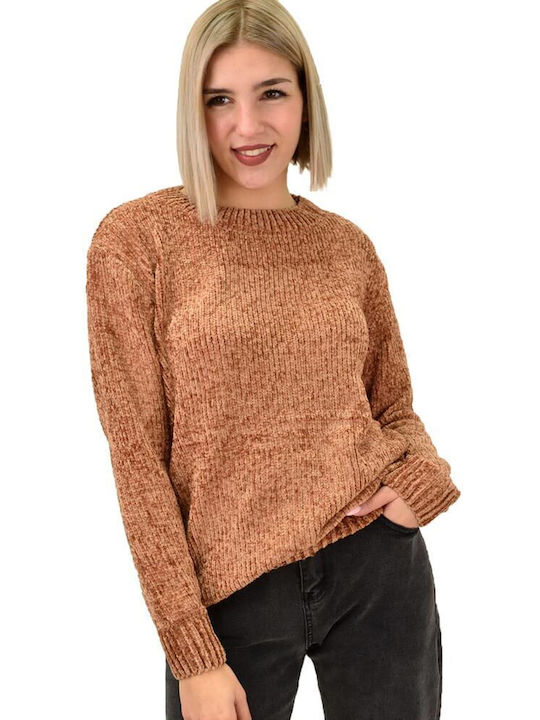 Potre Damen Langarm Pullover Braun