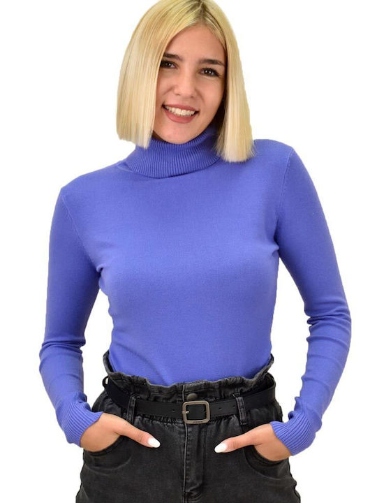 Potre Women's Long Sleeve Sweater Turtleneck Lilacc