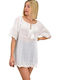 Potre Women's Summer Blouse Cotton Short Sleeve White