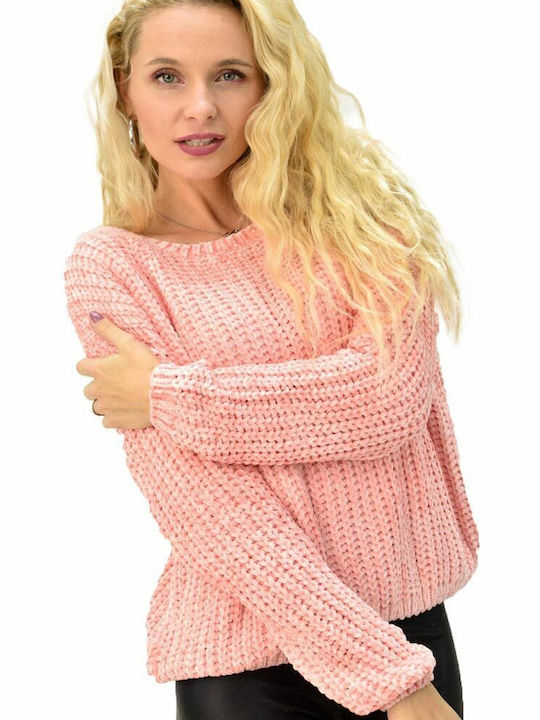 Potre Women's Long Sleeve Sweater Pink