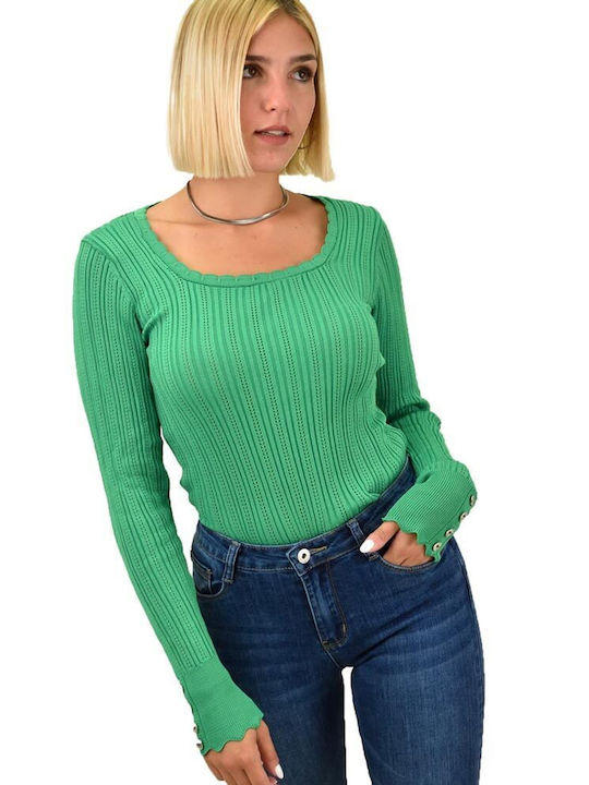 Potre Damen Bluse Langärmelig Grün