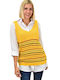 Potre Women's Sleeveless Sweater Striped Yellow