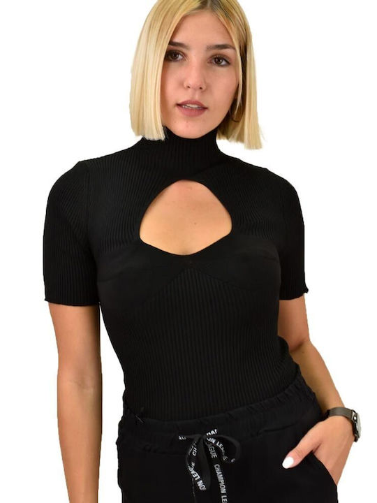 Potre Women's Blouse Short Sleeve Black