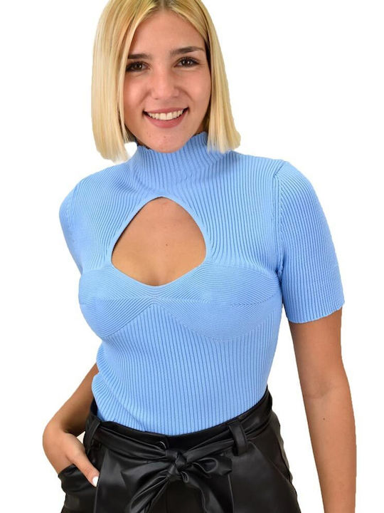 Potre Women's Blouse Short Sleeve Light Blue