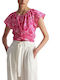 Ale - The Non Usual Casual Women's Summer Blouse Short Sleeve Pink