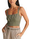 Ale - The Non Usual Casual Women's Summer Crop Top Sleeveless Khaki