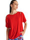 Ale - The Non Usual Casual Women's Summer Blouse Short Sleeve Red