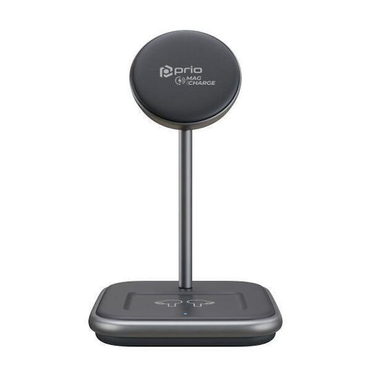 Prio Wireless Charger (Qi Pad) 15W Blacks (Wireless Charger MAG 2in1)
