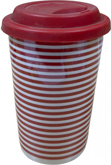 Evigri Mug from Porcelain with Lid Red 413ml
