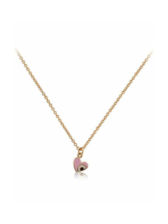 Paraxenies Necklace with design Heart from Rose Gold 9 K