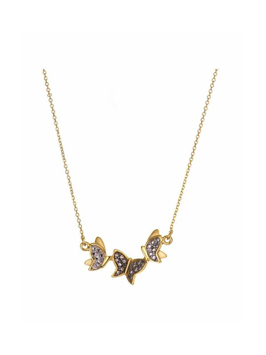 Paraxenies Halskette mit Design Schmetterling aus Vergoldet Silber
