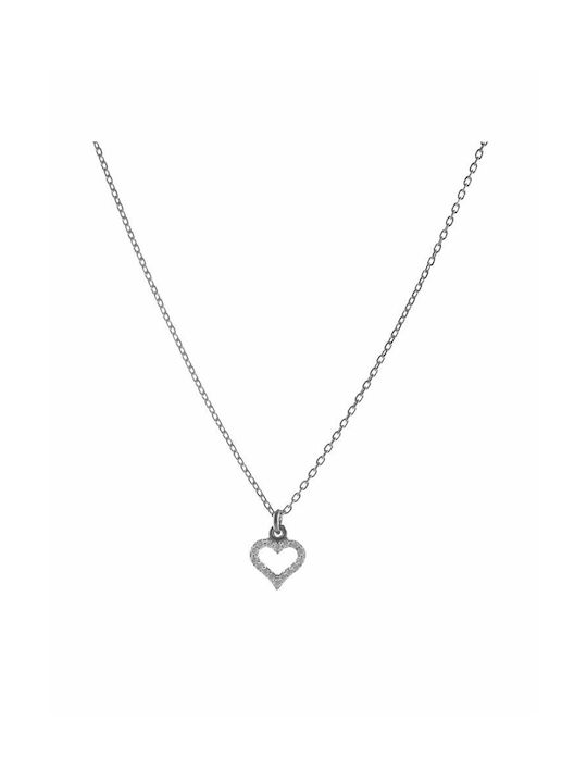 Paraxenies Necklace with design Heart from Silver with Zircon