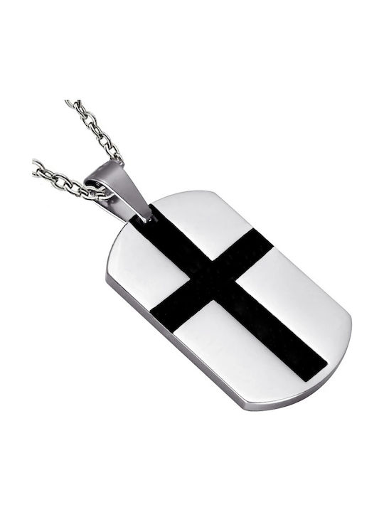 JT ID Card Necklace Made of Gold Plated Steel Black